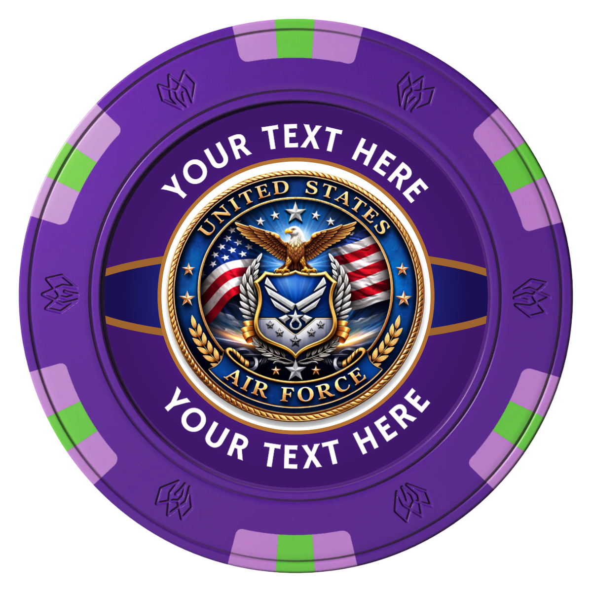 Air Force Clay Poker Chips - Purple / 6 Spot Gem / 43mm - Front