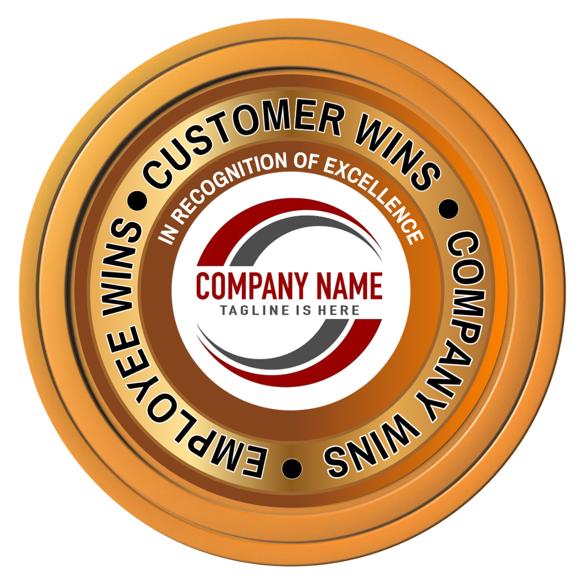 Gold Standard Composite Poker Chips - Orange / Solid - Front