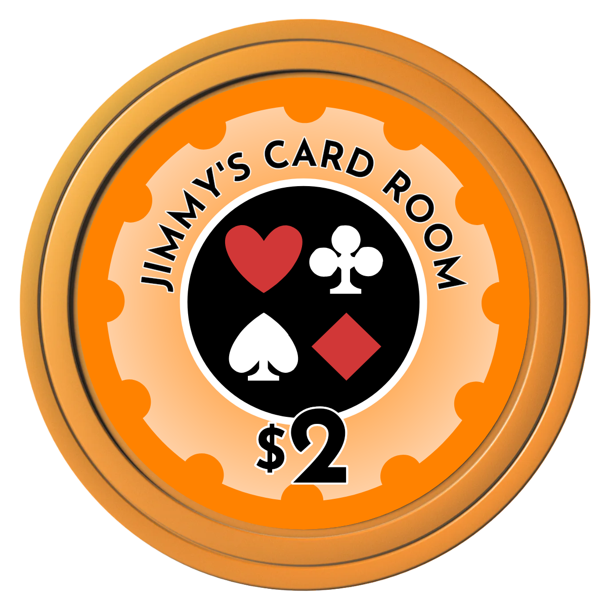 Your Four Suits Composite Poker Chips - Orange / Solid - Front