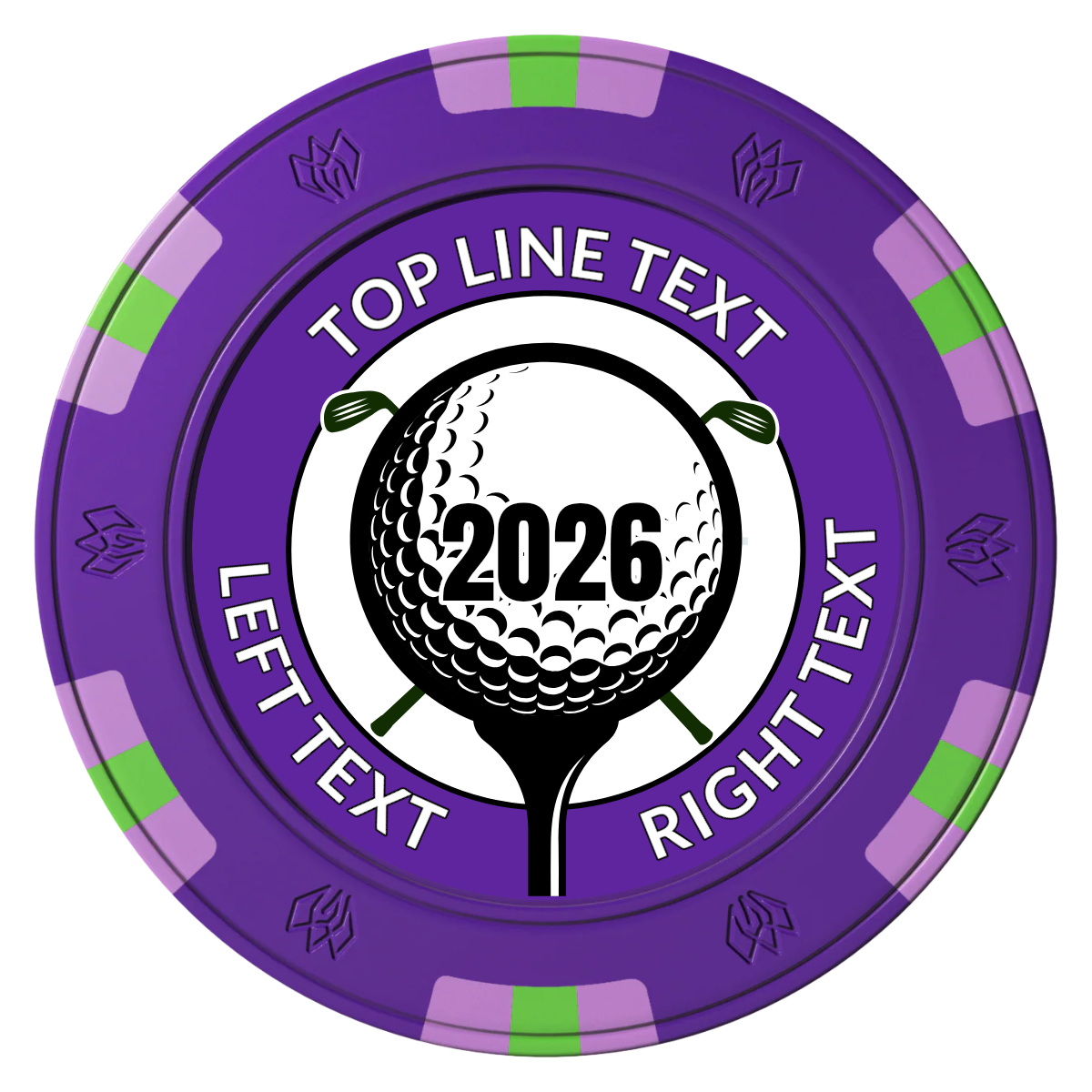 Tee it up Clay Poker Chips - Purple / 6 Spot Gem / 43mm - Front
