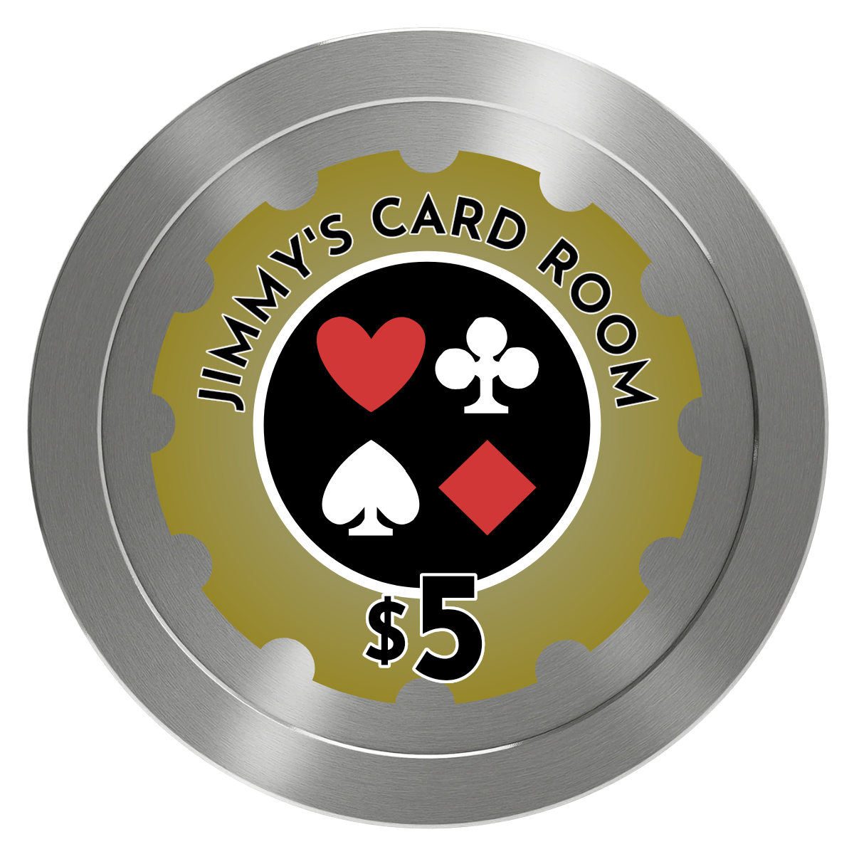 Your Four Suits Aluminum Poker Chips - Silver - Front