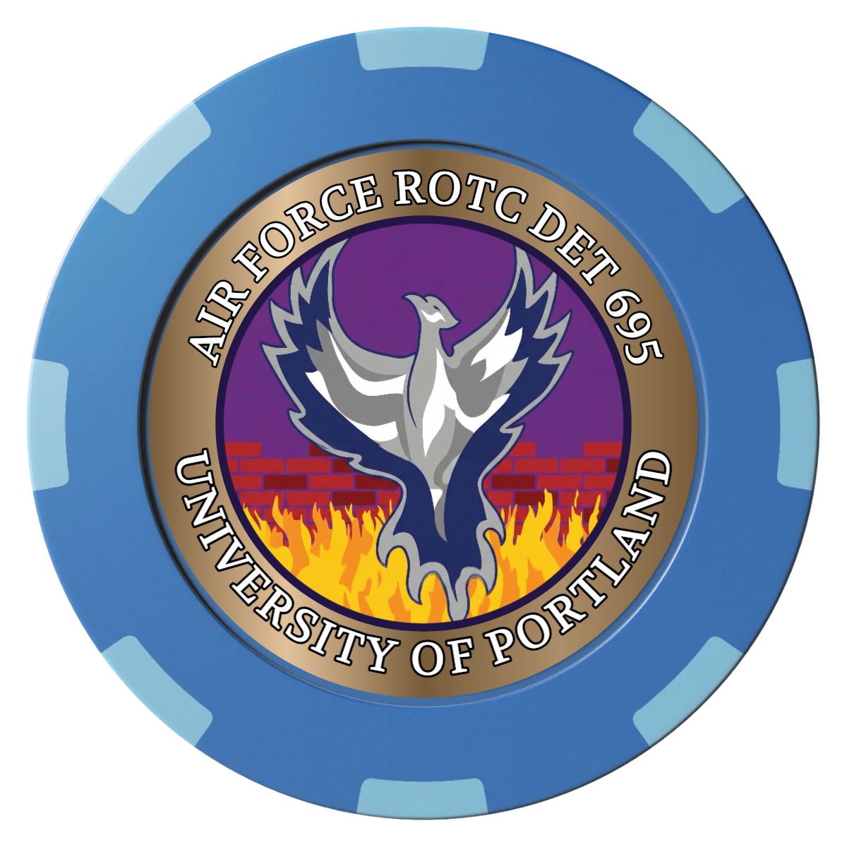 Air Force ROTC Det 695 Clay Poker Chips - Blue / 8 Spot (2 Tone) / 40mm - Front