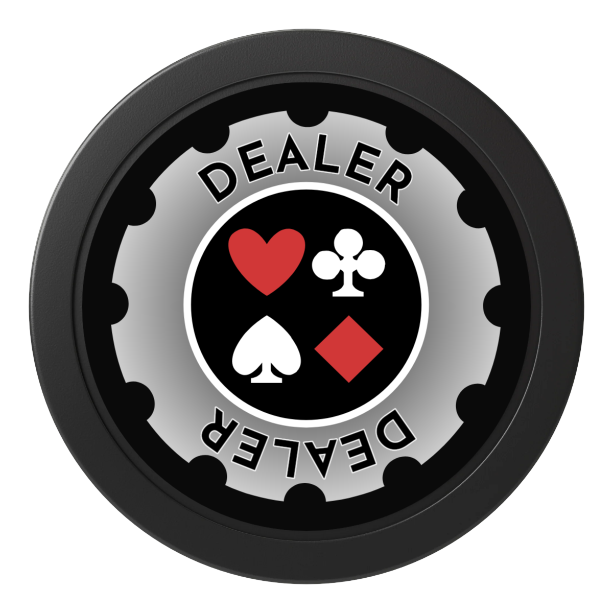 Your Four Suits 2" Composite Dealer Button - Black - Front