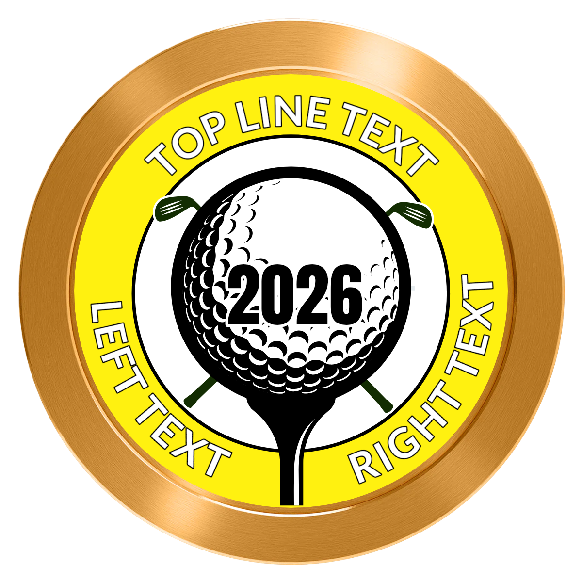 Tee it up Aluminum Poker Chips - Gold - Front