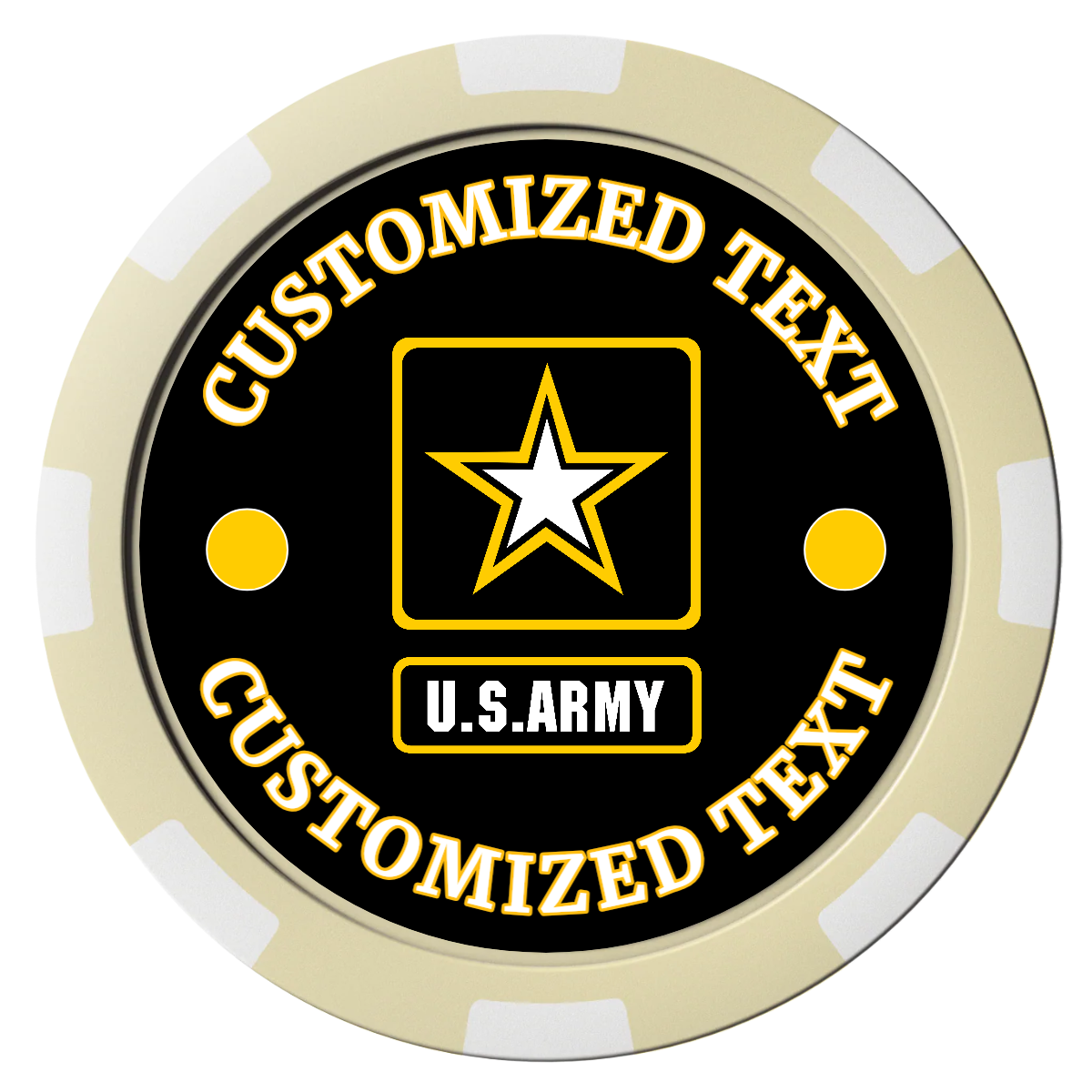 Army Strong Magnetic Composite Poker Chips - Ivory / 8 Spot - Front