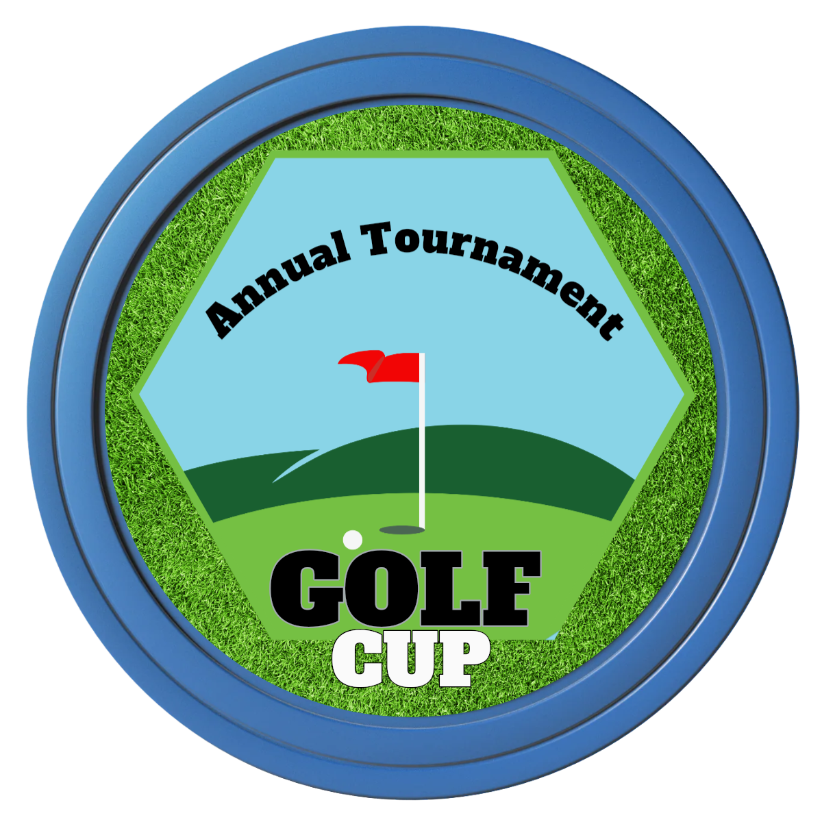 Golf Cup Composite Poker Chips - Blue / Solid - Front