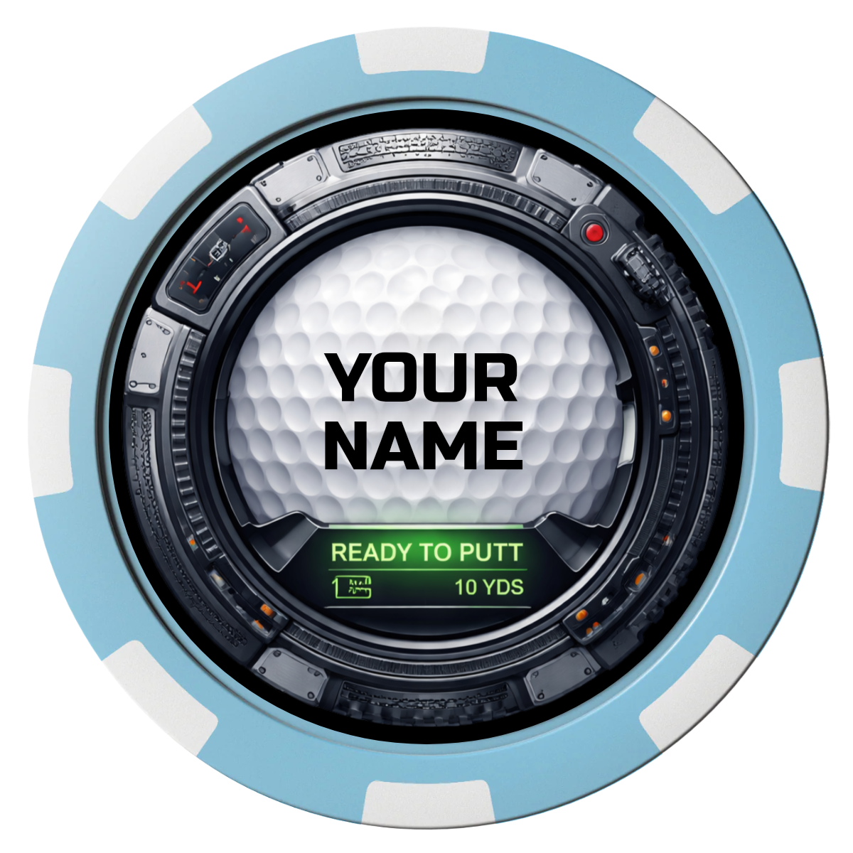 Auto Marked IV Composite Poker Chips - Light Blue / 8 Spot - Front