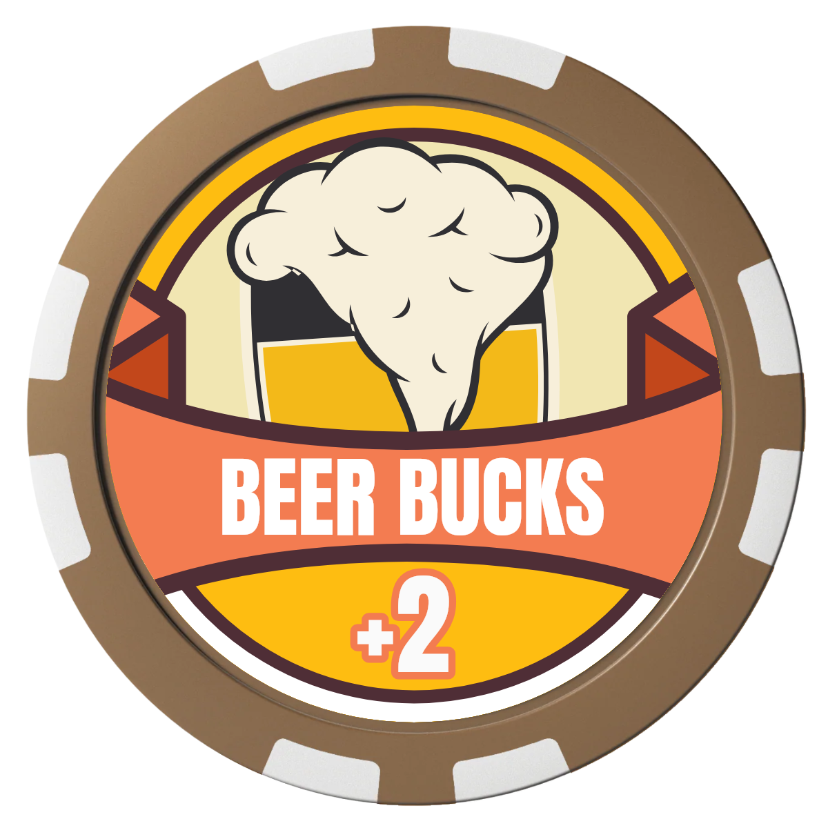 Banner Brew Composite Poker Chips - Brown / 8 Stripe - Front