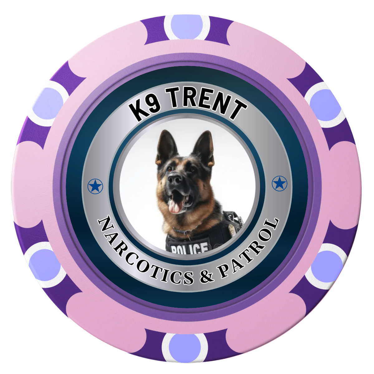 K-9 Trent Clay Poker Chips - Pink / Monte Carlo / 40mm - Front