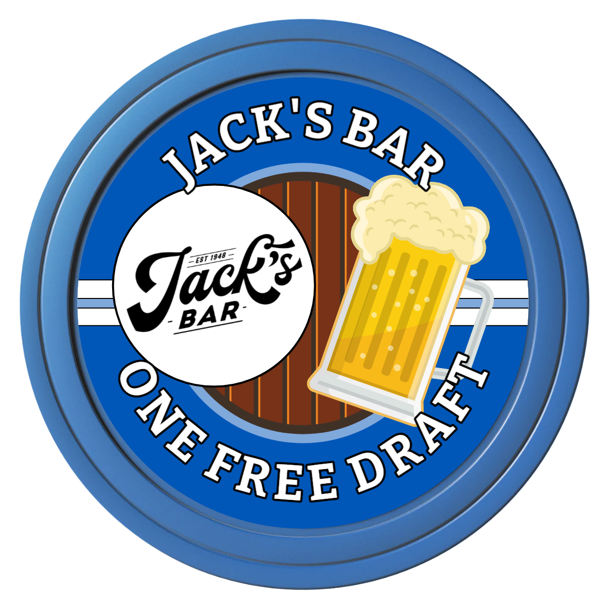 Barnyard Brew Composite Poker Chips - Blue / Solid - Front