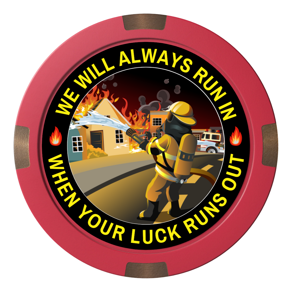 Firefighter Maltese Cross Composite & Metal Hybrid Poker Chips - Red - Front