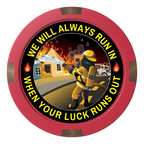 Firefighter Maltese Cross Composite & Metal Hybrid Poker Chips - Red - Front