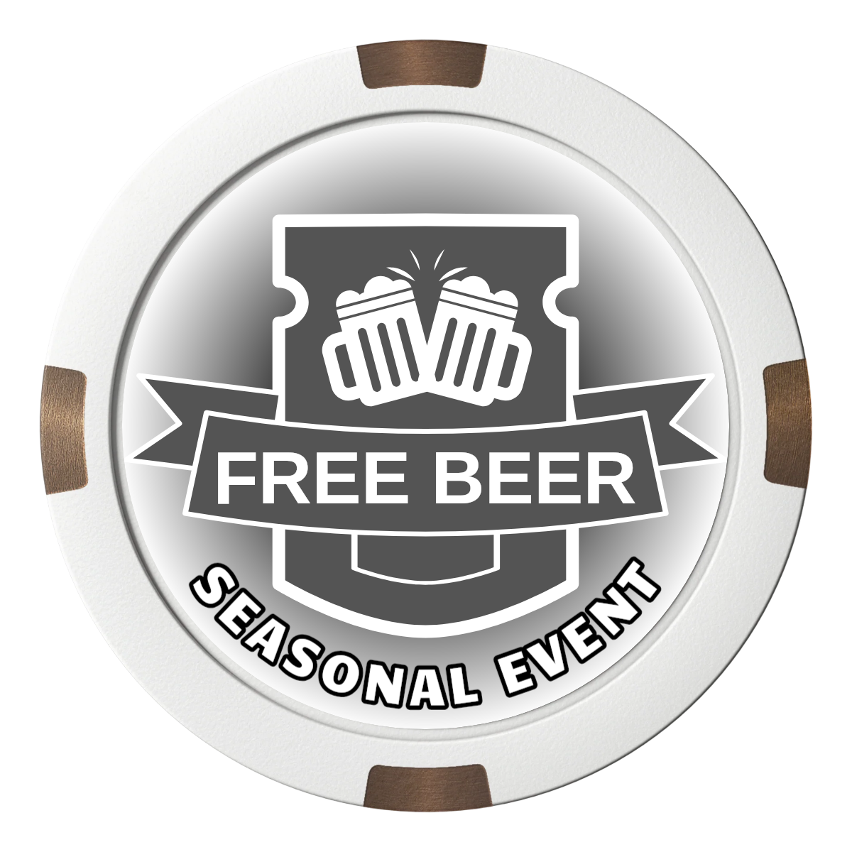 Craft Beer #001 Composite & Metal Hybrid Poker Chips - White - Front