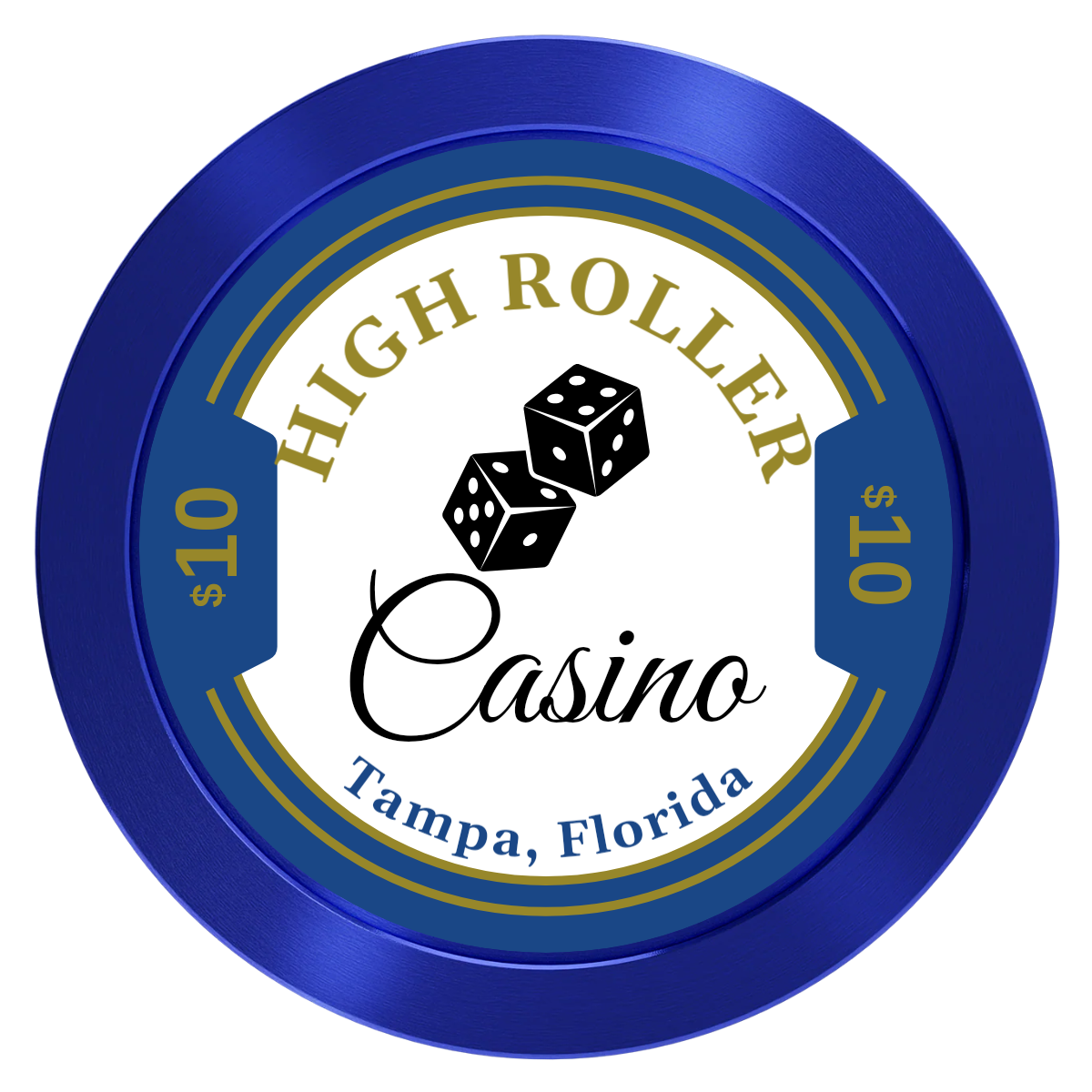 High Roller Casino Aluminum Poker Chips - Blue - Back