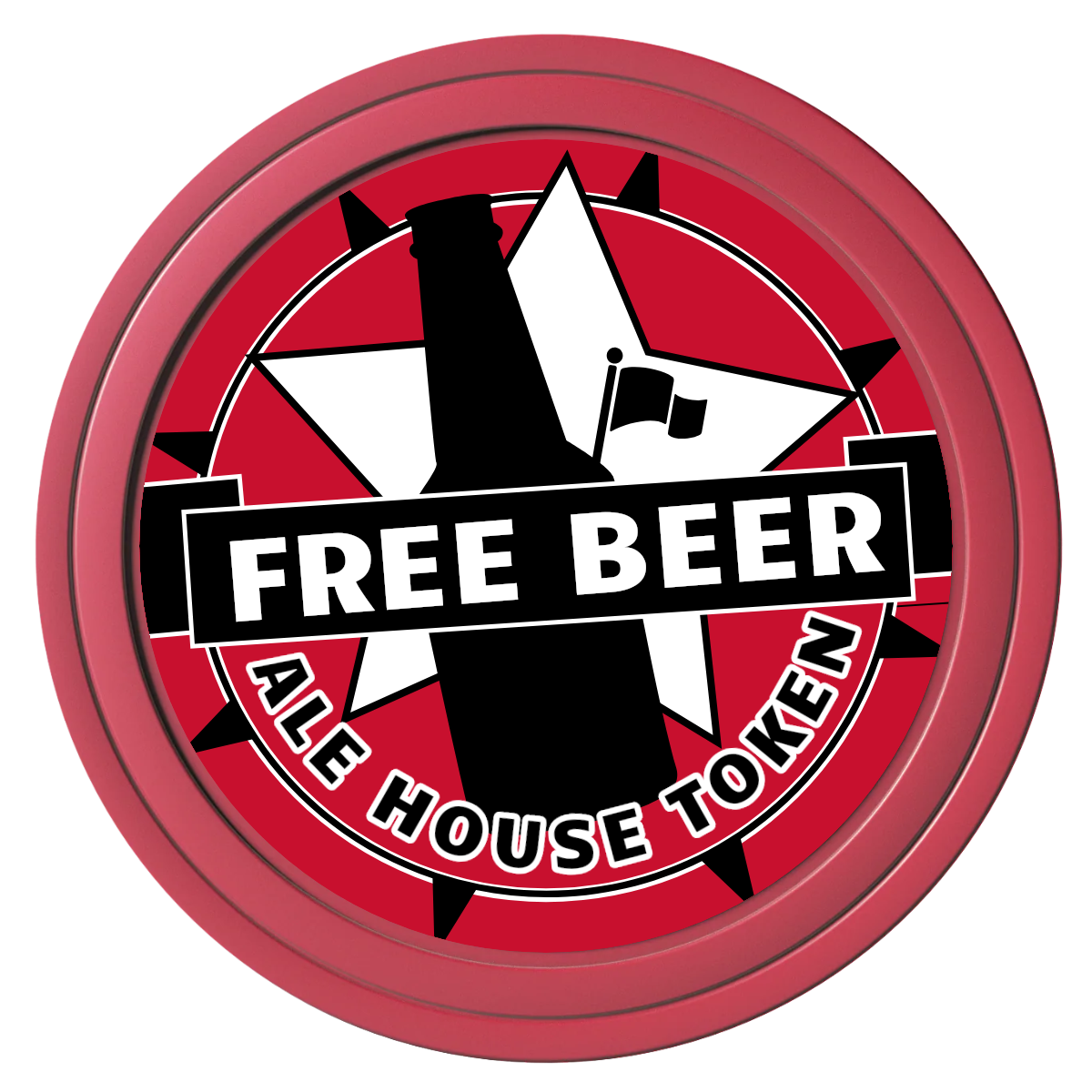 Free Beer Drink Composite Poker Chips - Red / Solid - Front