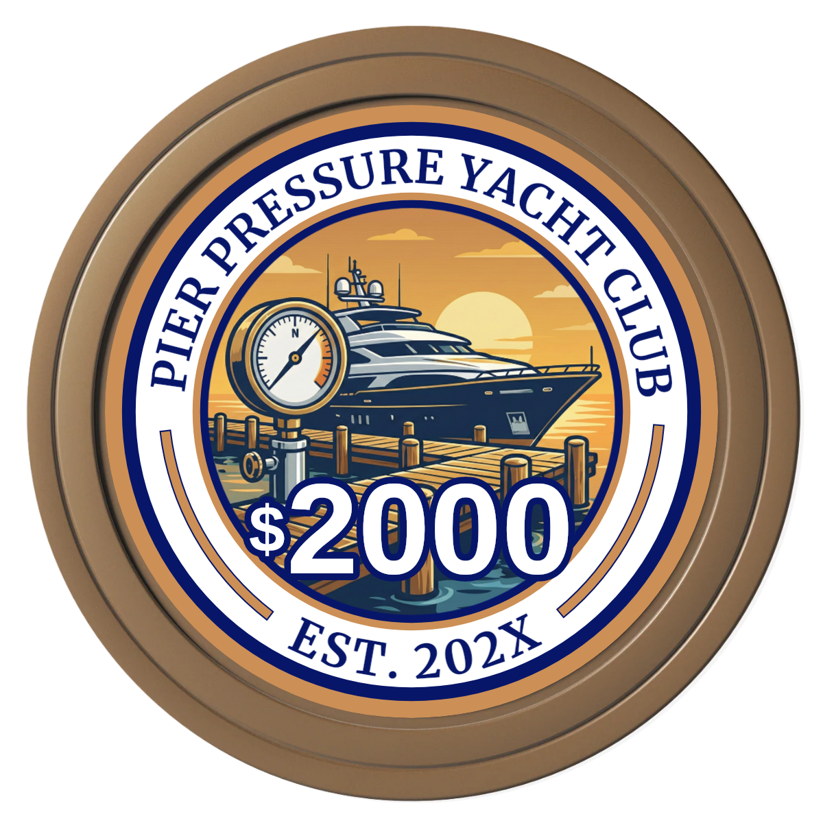 Anchor Down Card Room Composite Poker Chips - Brown / Solid - Front