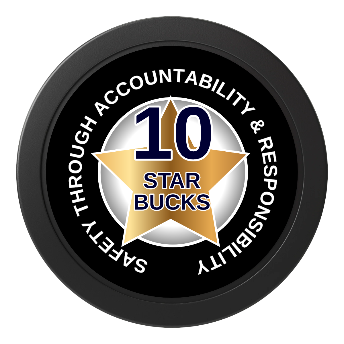 Safety Star 2" Oversized Poker Chips - Black - Front