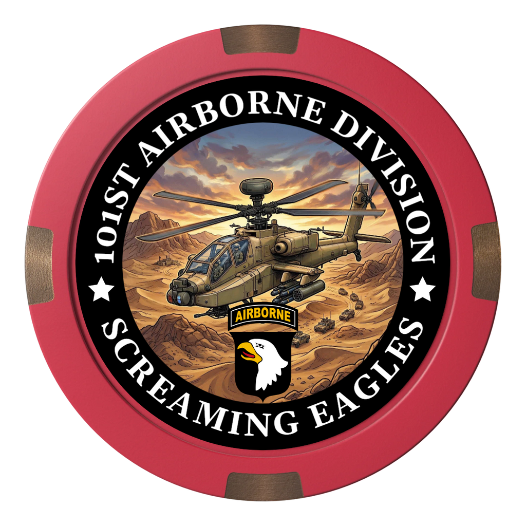 Army Airborne Composite & Metal Hybrid Poker Chips - Red - Front
