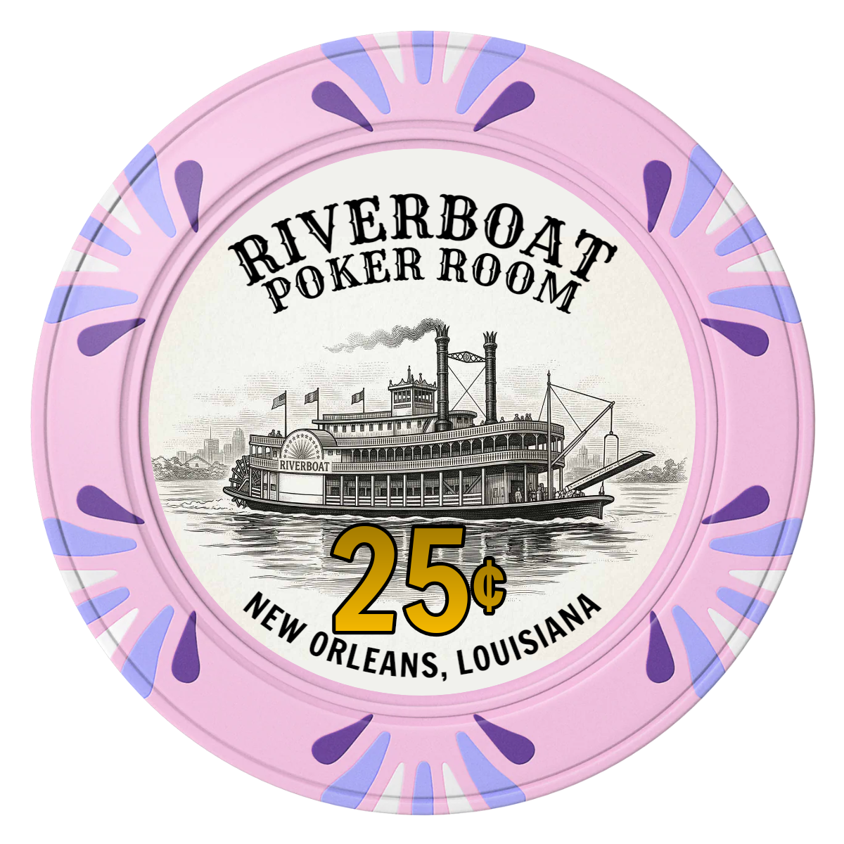 Riverboat Poker Room Clay Poker Chips - Pink / Macau / 40mm - Front