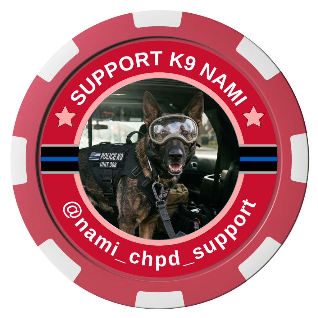 Police Department K9 #02 Magnetic Composite Poker Chips - Black / 8 Spot - Front