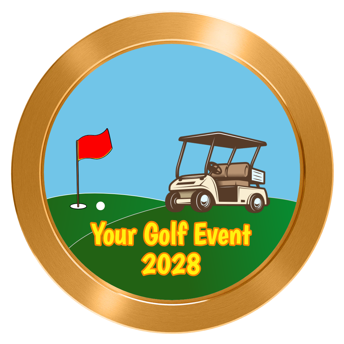 Going Golfing Today Aluminum Poker Chips - Gold - Front