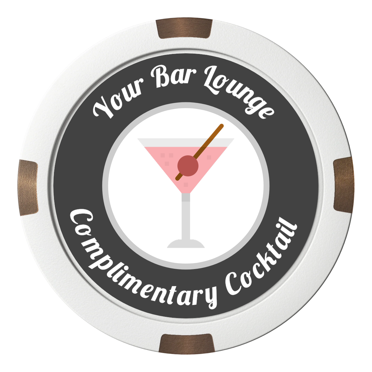 Fancy Drink Composite & Metal Hybrid Poker Chips - White - Front