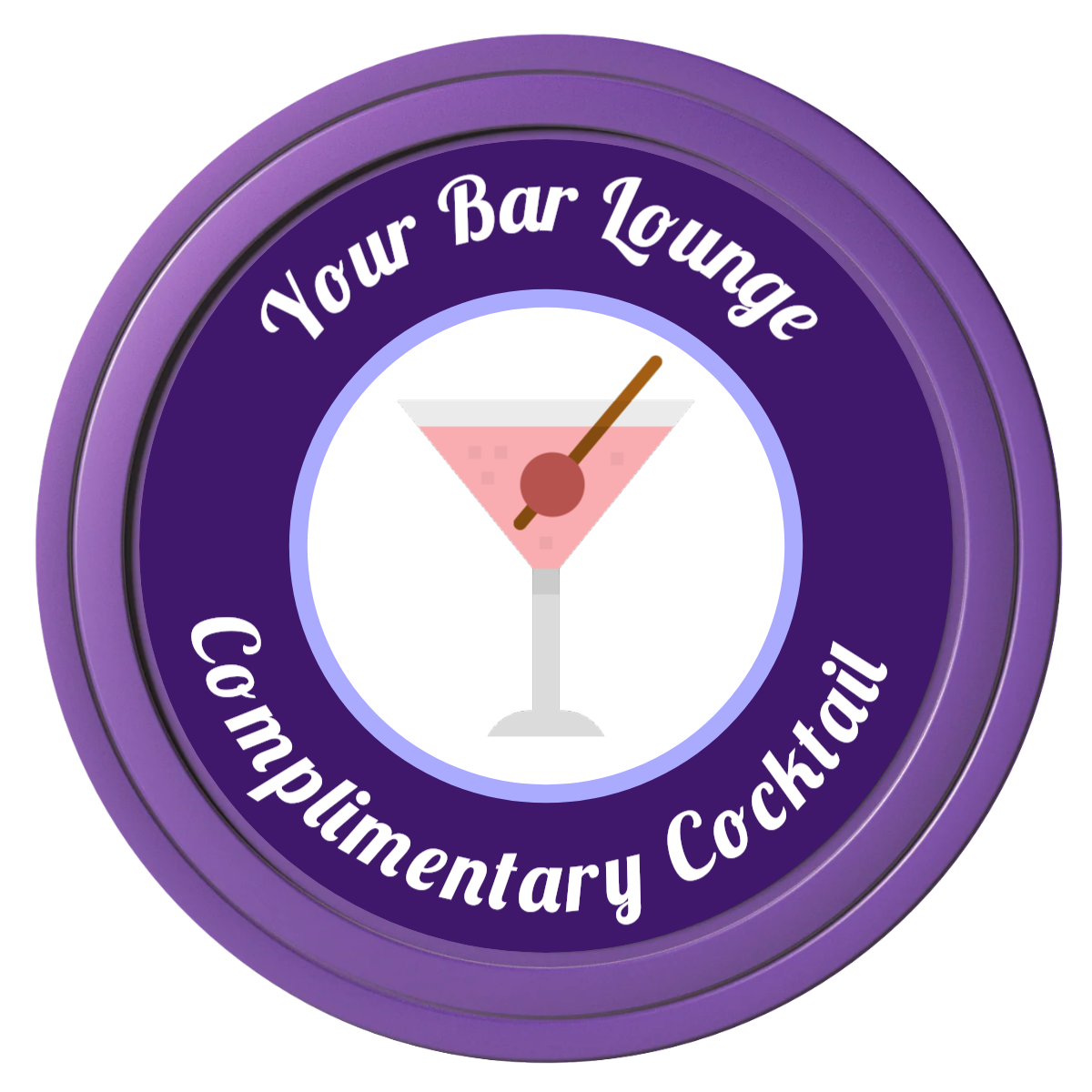 Fancy Drink Composite Poker Chips - Purple / Solid - Front