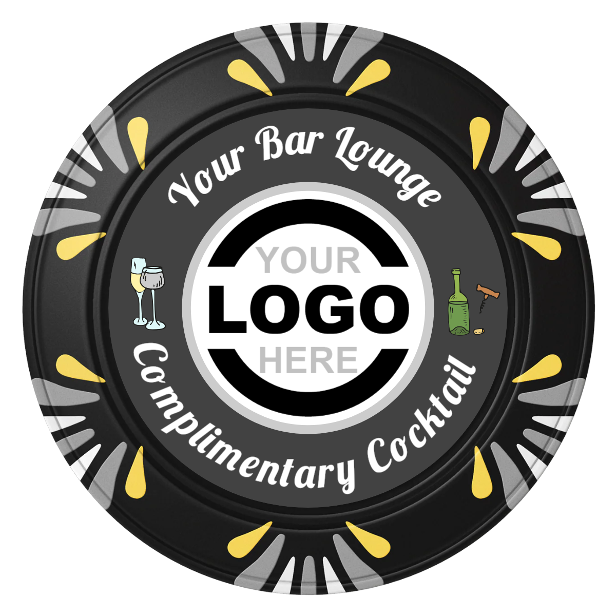 Fancy Drink Clay Poker Chips - Black / Macau / 40mm - Back
