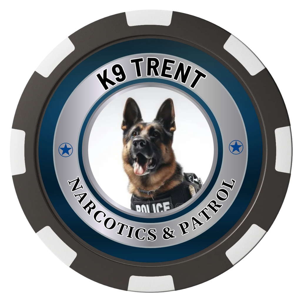 K-9 Trent Magnetic Composite Poker Chips - Black / 8 Spot - Front