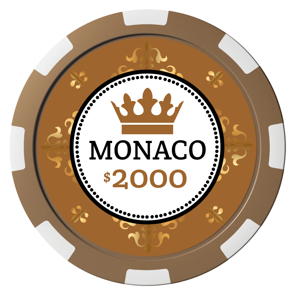 Monaco #001 Composite Poker Chips - Brown / 8 Spot - Front