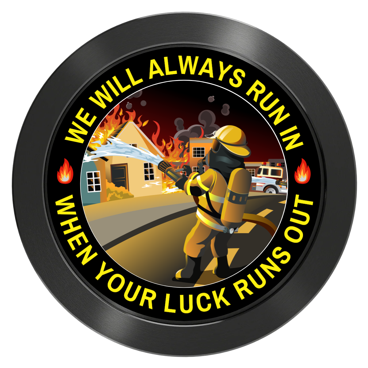 Firefighter Maltese Cross Aluminum Poker Chips - Black - Front