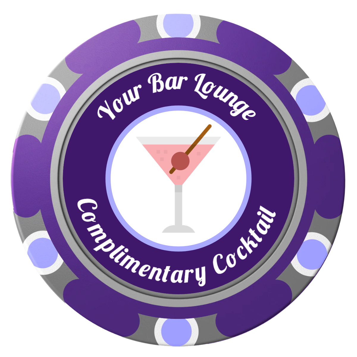 Fancy Drink Clay Poker Chips - Purple / Monte Carlo / 40mm - Front