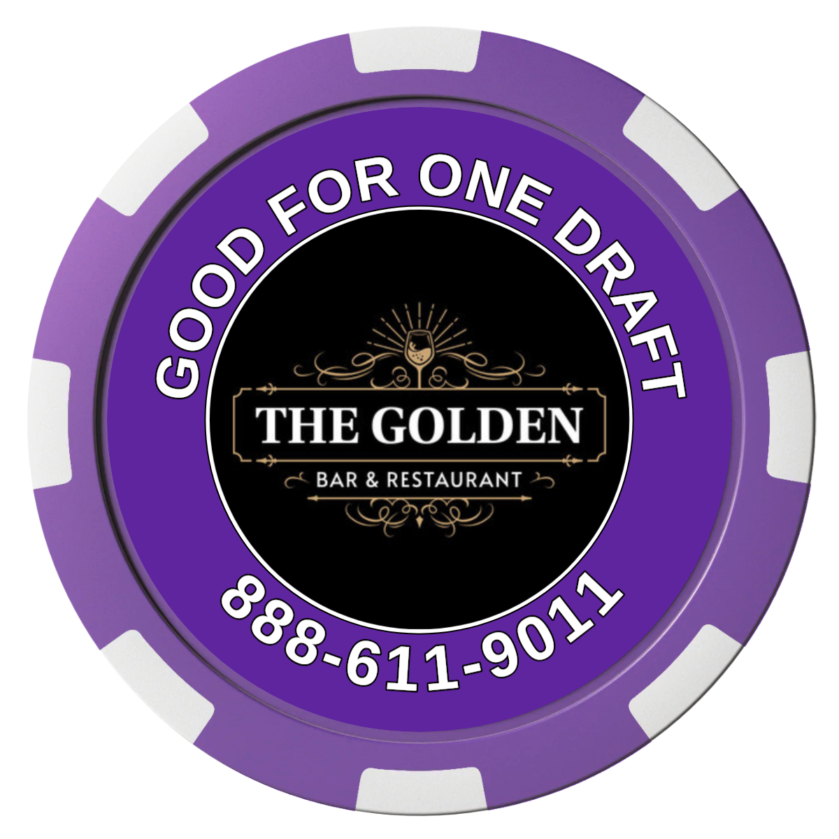 Branded Logo Bar Drink Token Composite Poker Chips - Purple / 8 Spot - Front