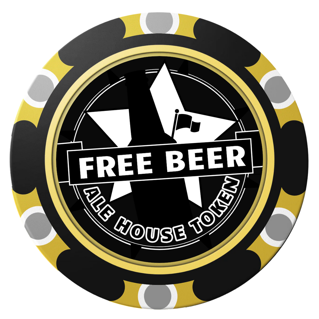 Free Beer Drink Clay Poker Chips - Black / Monte Carlo / 40mm - Front