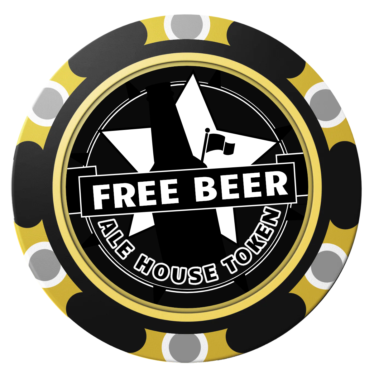 Free Beer Drink Clay Poker Chips - Black / Monte Carlo / 40mm - Front