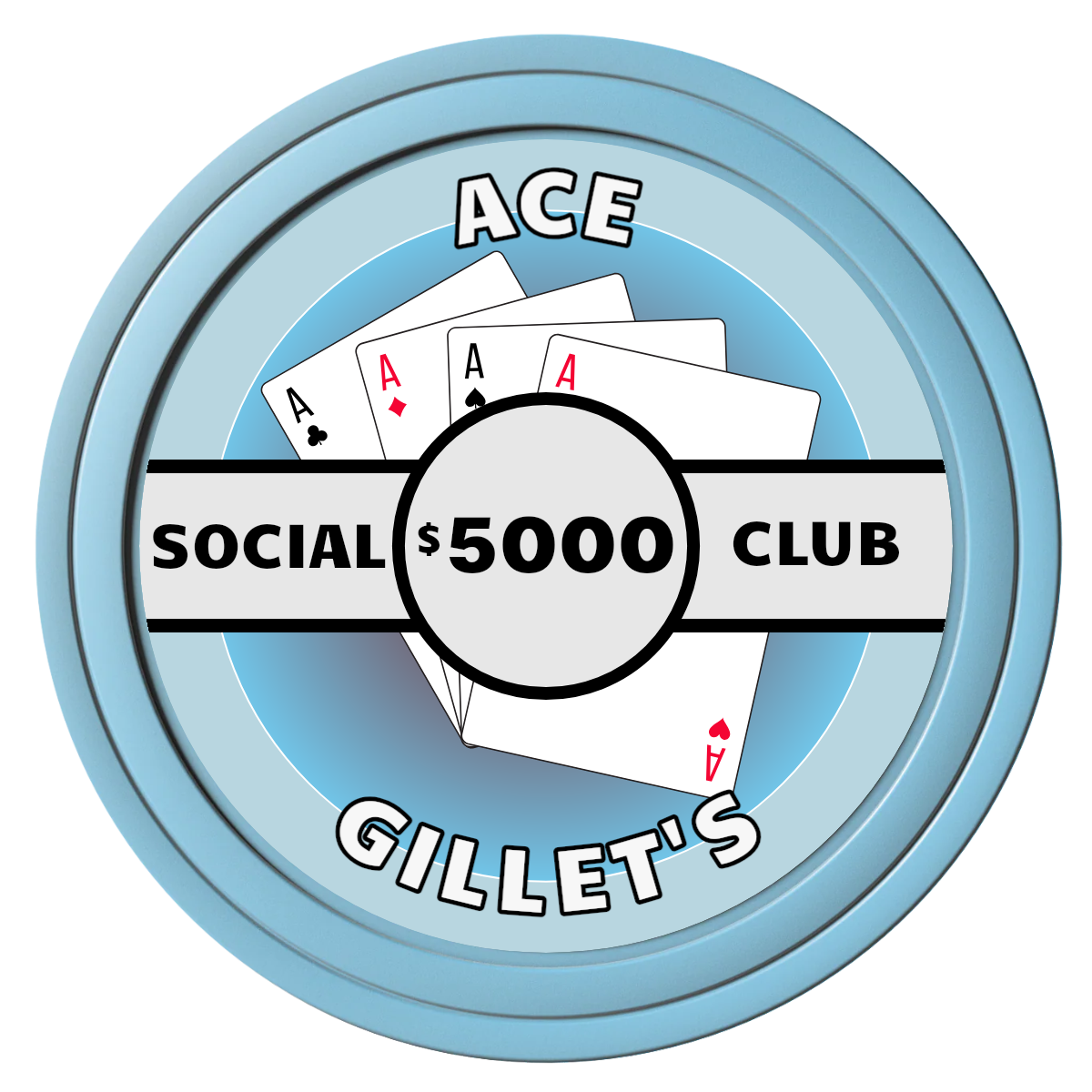 Ace Gillet's Composite Poker Chips - Light Blue / Solid - Front