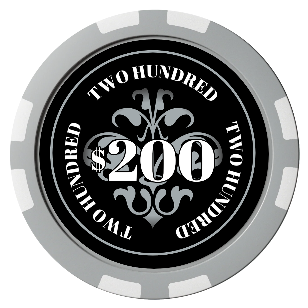 Gothic Revival Composite Poker Chips - Gray / 8 Stripe - Front