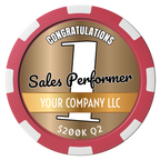 Top Sales Performer Composite Poker Chips - Black / 8 Spot - Front