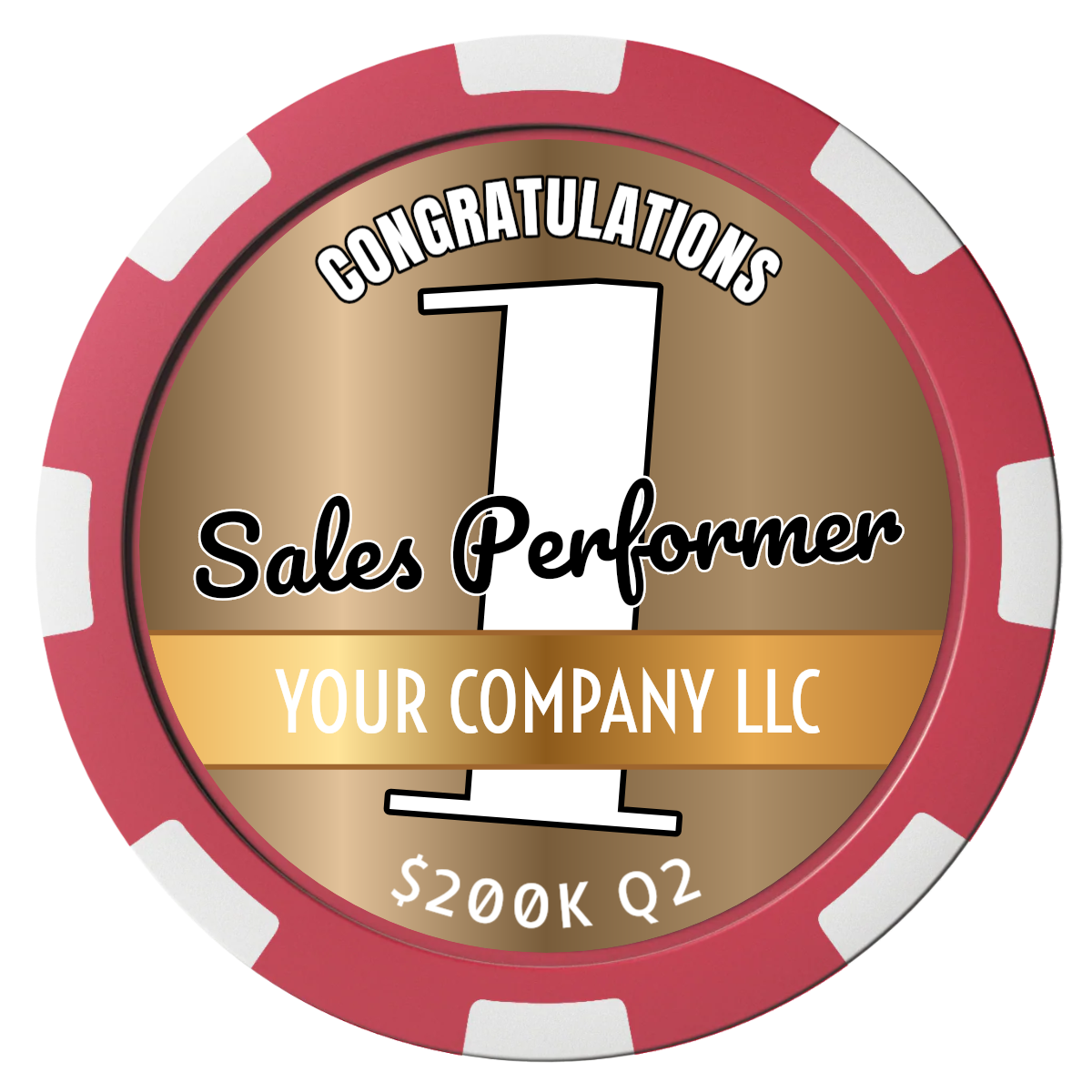 Top Sales Performer Composite Poker Chips - Black / 8 Spot - Front