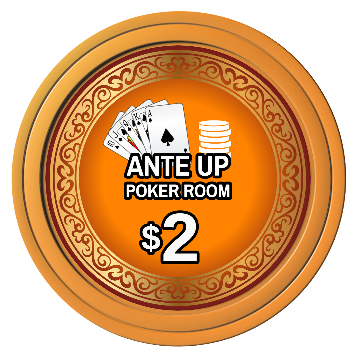Ante Up Poker Room Composite Poker Chips - Orange / Solid - Front