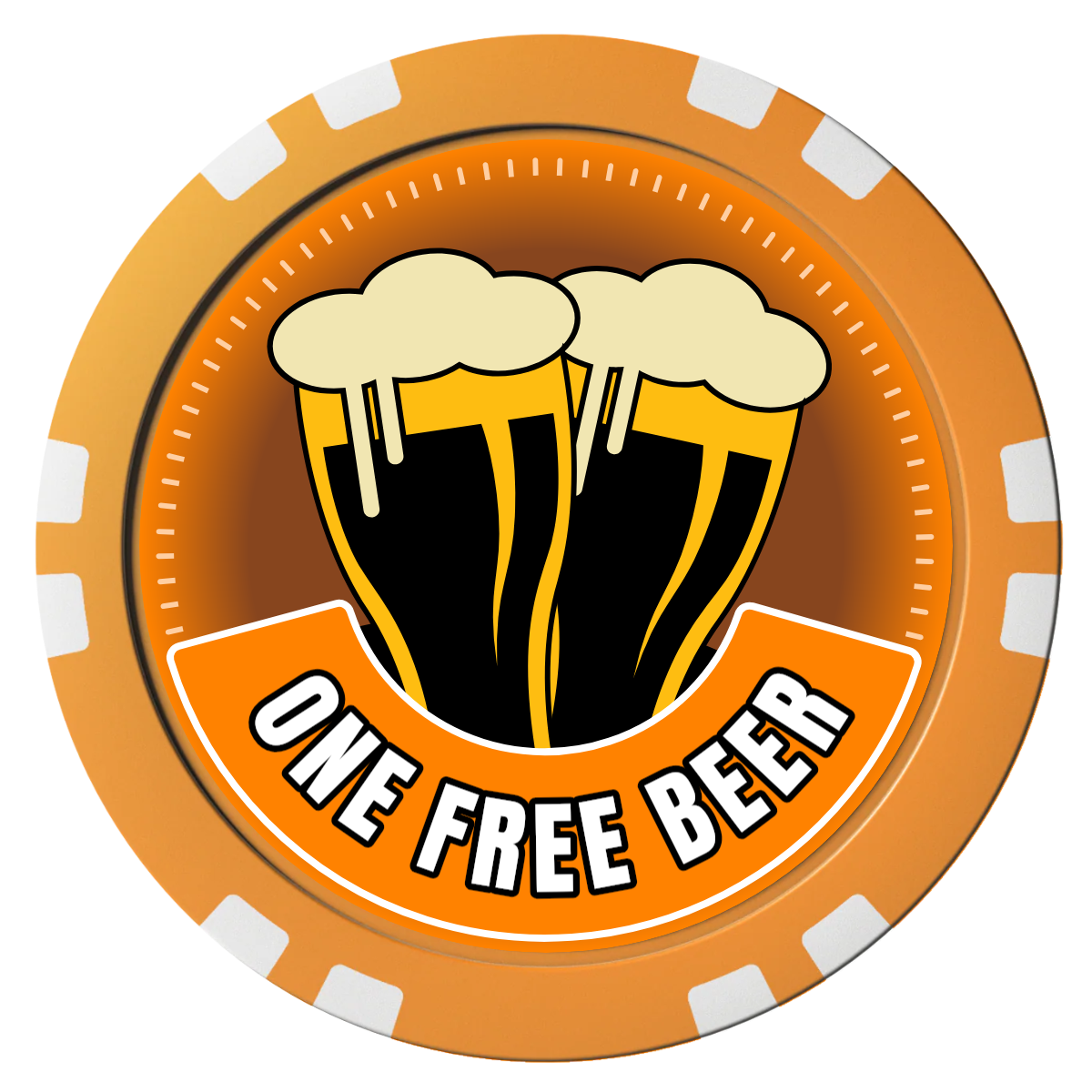 Double Pint 2 Composite Poker Chips - Orange / Double Stripe - Front