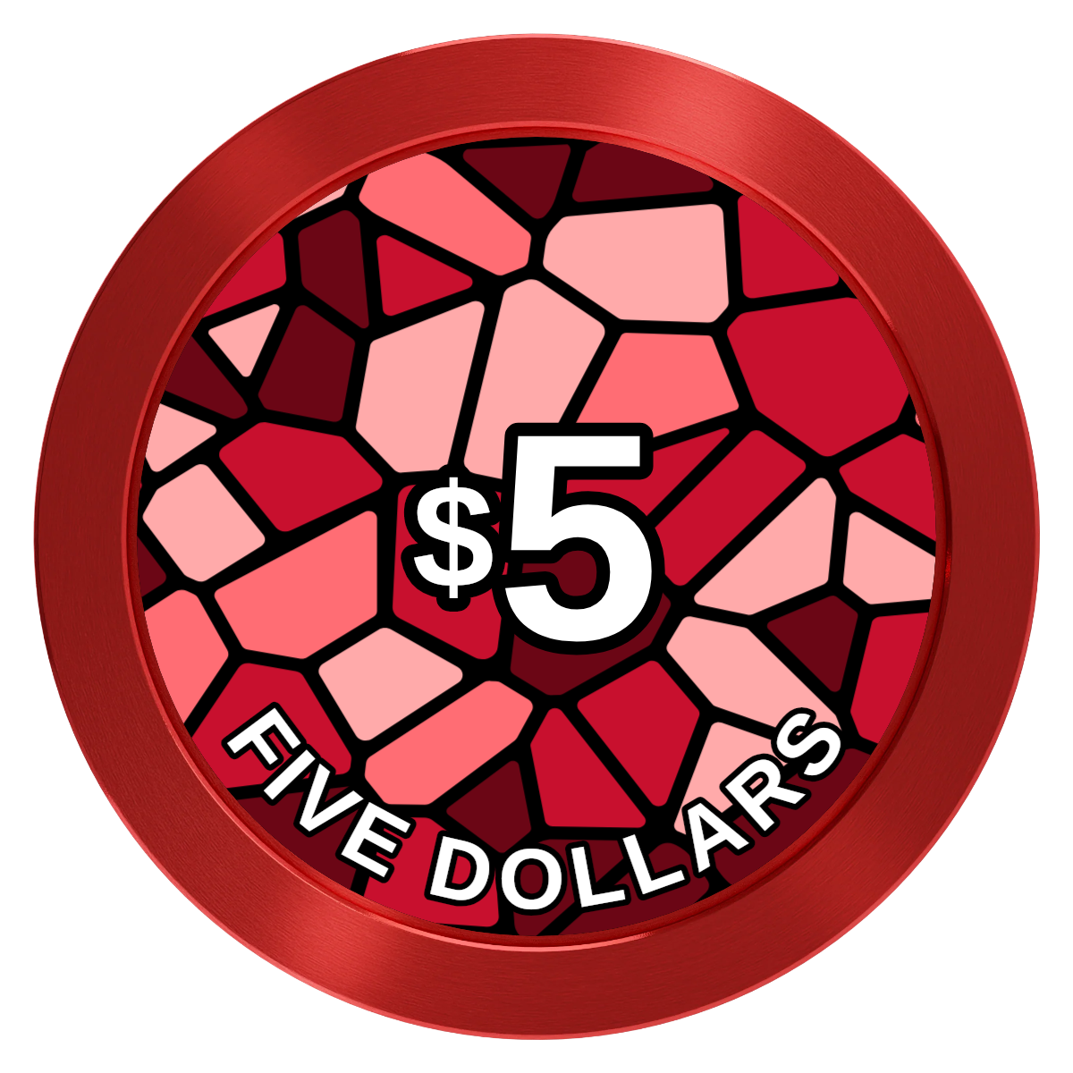 Stained Glass Aluminum Poker Chips - Red - Front