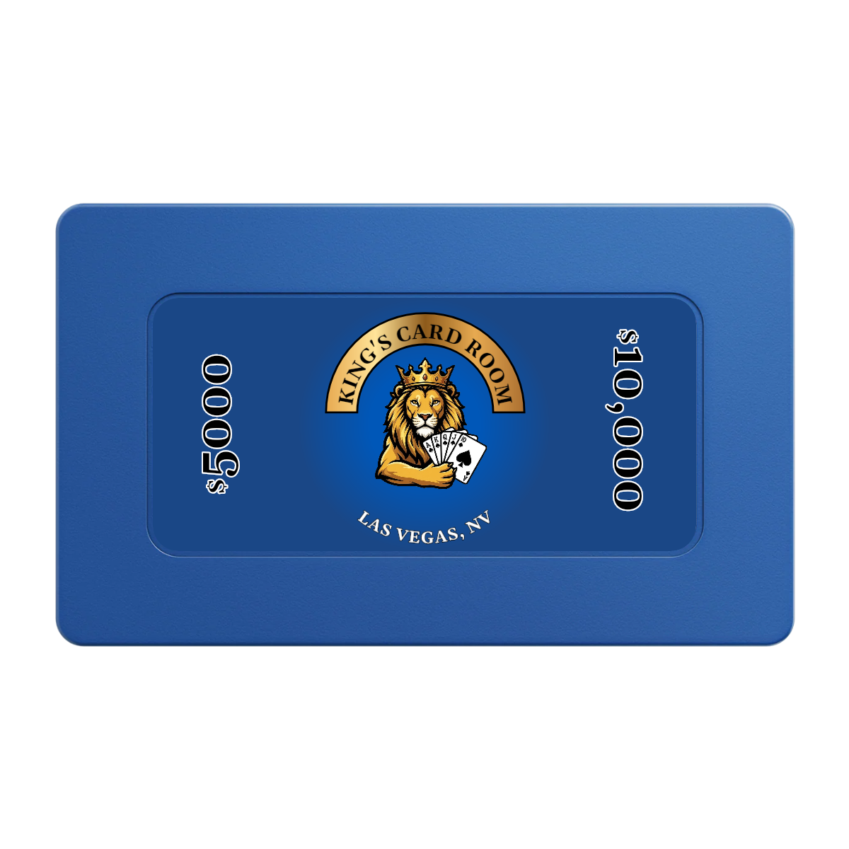 King's Card Room Rectangular Poker Chip Plaques - Blue - Front