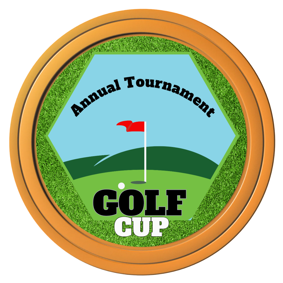 Golf Cup Composite Poker Chips - Orange / Solid - Front