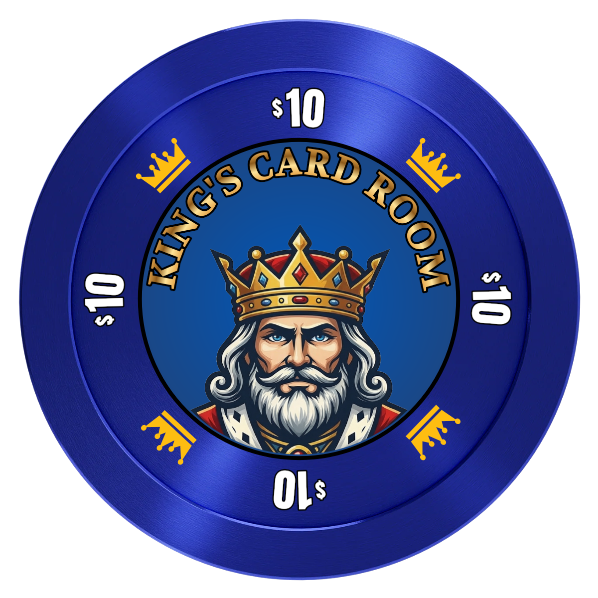 Kings Aluminum Poker Chips - Blue - Front