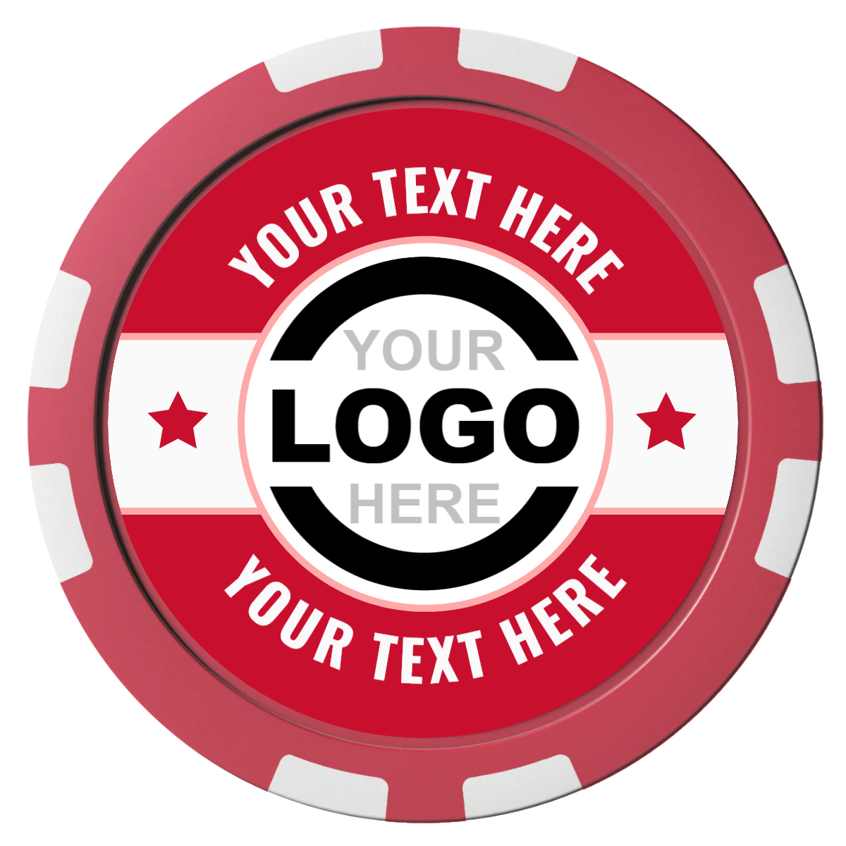 Star Banner Composite Poker Chips - Red / 8 Stripe - Front