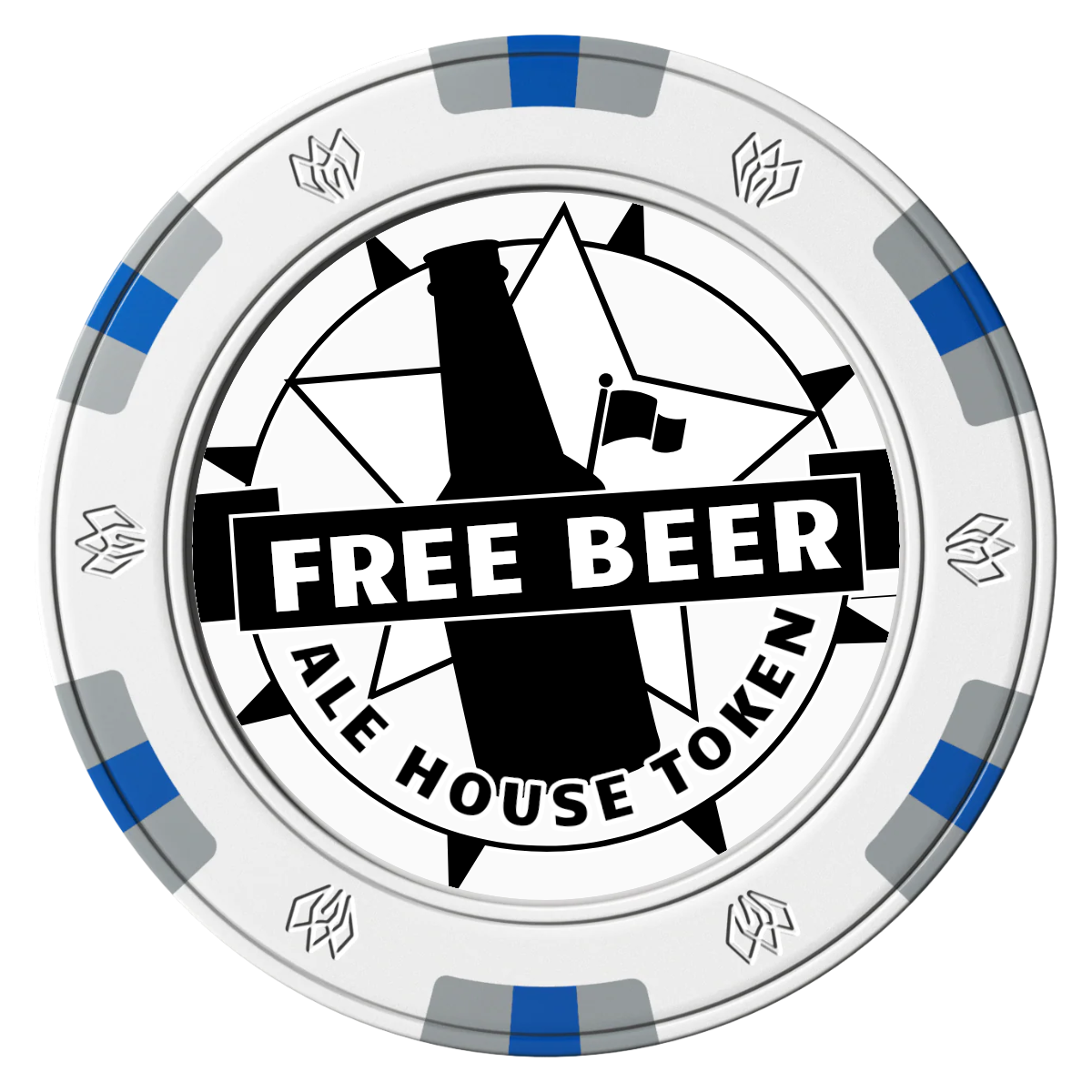 Free Beer Drink Clay Poker Chips - White / 6 Spot Gem / 43mm - Front
