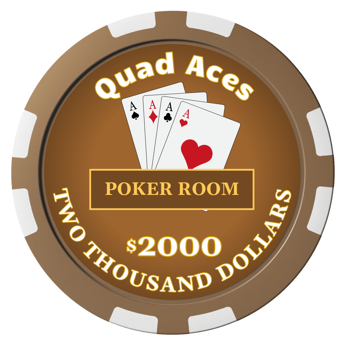 Quad Aces Composite Poker Chips - Brown / 8 Stripe - Front