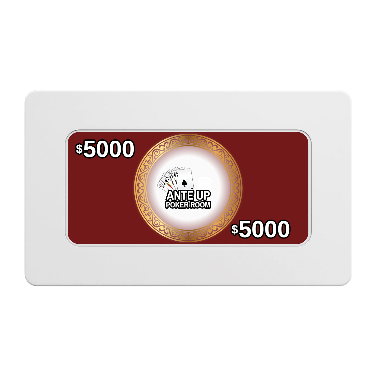 Ante Up Poker Room Rectangular Poker Chip Plaques - White - Front