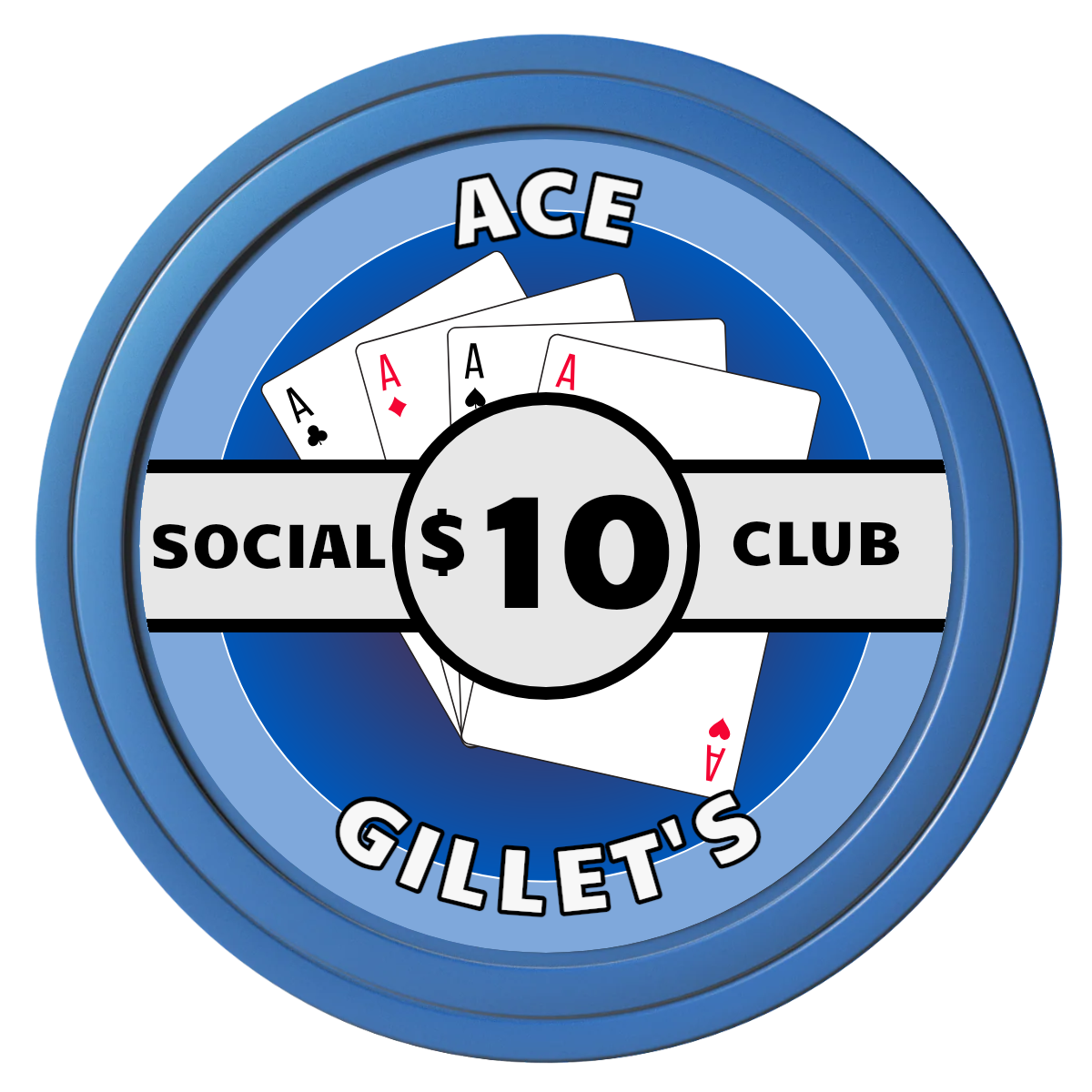 Ace Gillet's Composite Poker Chips - Blue / Solid - Front